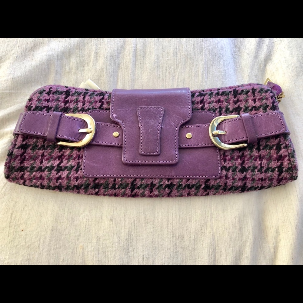 Banana Republic plaid and leather clutch.